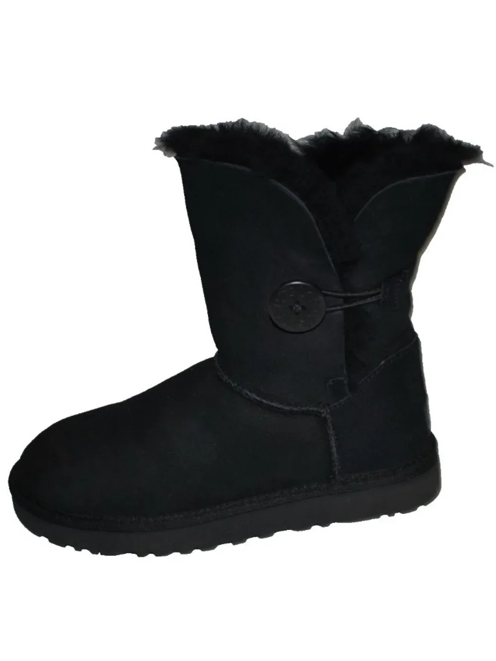 New! UGG Bailey Button II Genuine Sheepskin Boot Black Suede Size 6 1016226 DD32